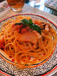 摘みたてバジルとトマトソースパスタ-レシピのメイン写真