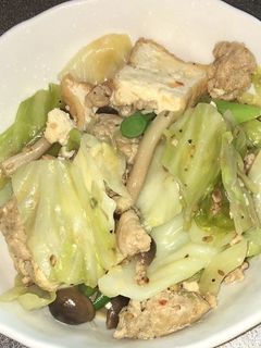 厚揚げとキャベツのにんにく胡麻だれ炒め-レシピのメイン写真