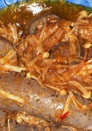 コンニャクとエノキの甘辛焼肉風炒め-レシピのメイン写真