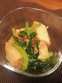 厚揚げと小松菜のピリ辛味噌炒め-レシピのメイン写真