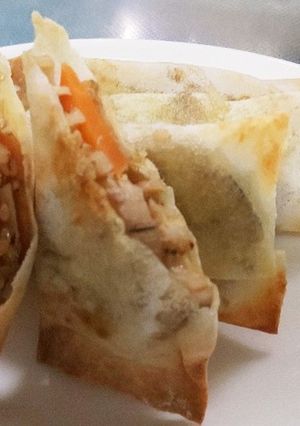蓮根きんぴらがリメイク♬春巻きに!!-レシピのメイン写真