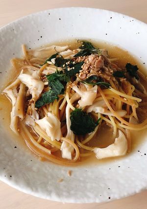 包丁なし！ワンパンで舞茸とツナの和パスタ-レシピのメイン写真