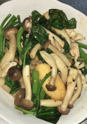 油揚げと空芯菜のピリ辛胡麻だれ炒め-レシピのメイン写真