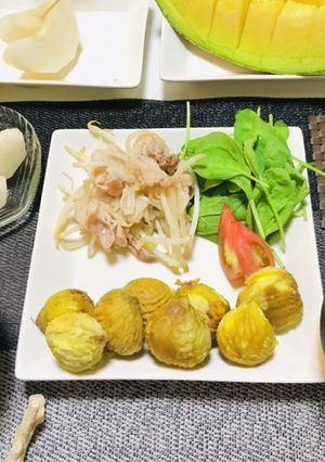秋です。栗の季節♬豚肉もやしの夕飯献立-レシピのメイン写真