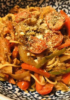 トマト缶＆プチトマトソースの野菜パスタ-レシピのメイン写真