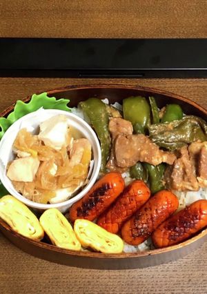 自分弁当・豚肉とピーマンのみそ炒め-レシピのメイン写真