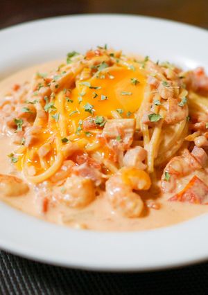 ホタテと海老のトマトクリームパスタ-レシピのメイン写真