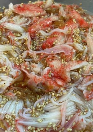 なんちゃってカニ酢（かにカマ長期保存法）-レシピのメイン写真