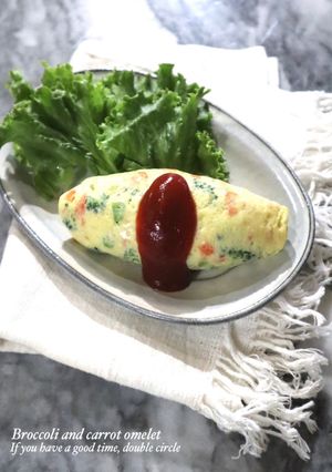 レンジで!ブロッコリーと人参のオムレツ-レシピのメイン写真