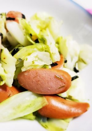 きゃべつとウインナーのわさび茶漬け和え-レシピのメイン写真