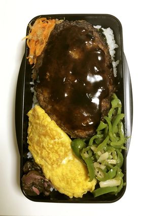 中学男子弁当　ハンバーグ海苔弁-レシピのメイン写真