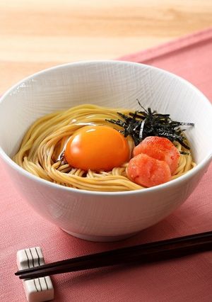 明太子のせ、たまごかけヌードル-レシピのメイン写真