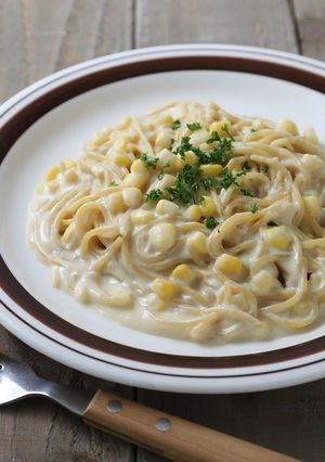 コーンのクリームパスタ-レシピのメイン写真