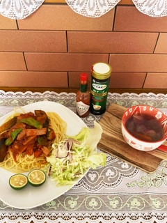 ナス、獅子唐のトマトソースパスタ♡-レシピのメイン写真