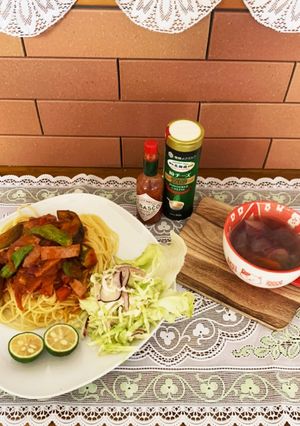 ナス、獅子唐のトマトソースパスタ♡-レシピのメイン写真