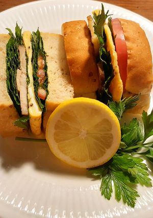 大葉一杯　ハムトマト玉子のサンドイッチ-レシピのメイン写真