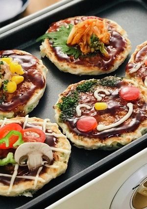子供喜ぶ☆野菜たっぷりプチお好焼（小麦無-レシピのメイン写真