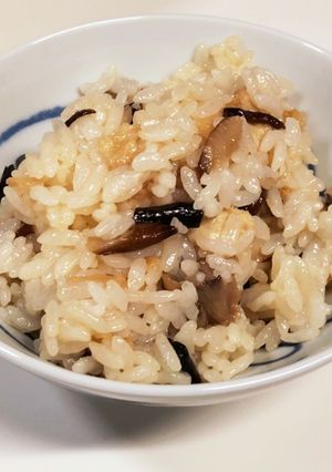 もだし(キノコ)と油揚げの混ぜご飯♪-レシピのメイン写真