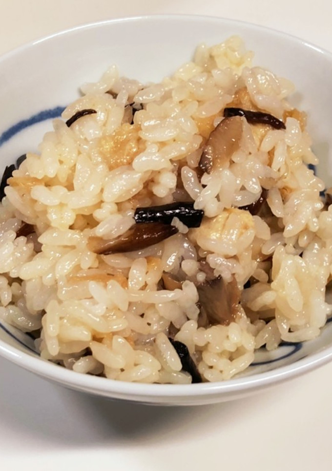 もだし(キノコ)と油揚げの混ぜご飯♪-レシピのメイン写真