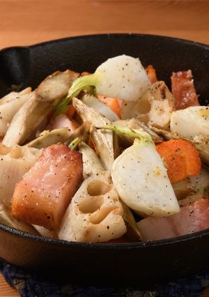 根菜とブロックベーコンのオーブン焼き-レシピのメイン写真