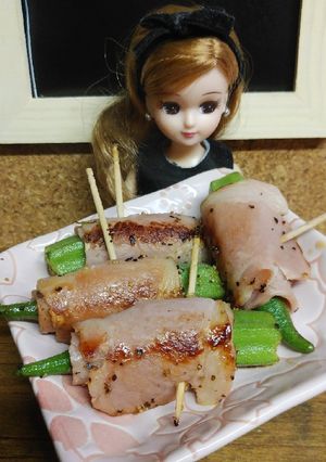リカちゃん♡オクラベーコンワインスチーム-レシピのメイン写真