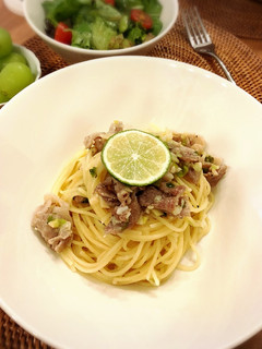 * 豚肉と長葱の塩だれレモンのパスタ *-レシピのメイン写真
