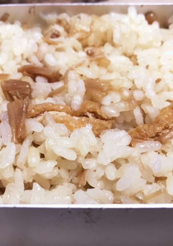 メスティンでなめ茸とお揚げの炊き込みご飯-レシピのメイン写真