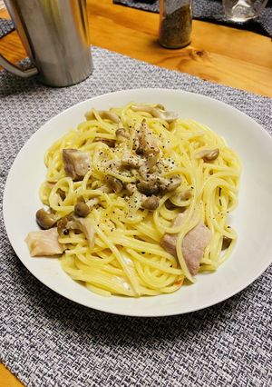 ベーコンときのこのクリームパスタ-レシピのメイン写真