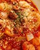 白菜と餅もどきの食べるトマトスープ