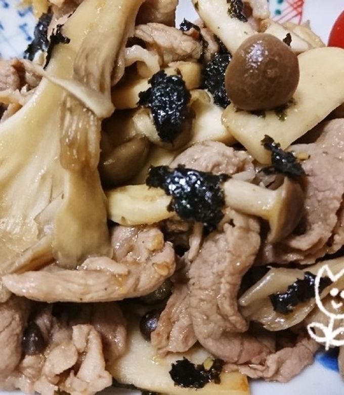 ☆韓国海苔必須！豚肉のキノコ炒め☆-レシピのメイン写真