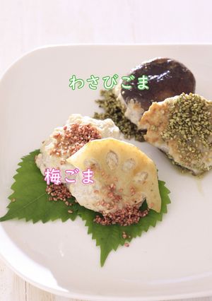 ｼｬｷｼｬｷつくねを梅.ワサビ胡麻で♪-レシピのメイン写真