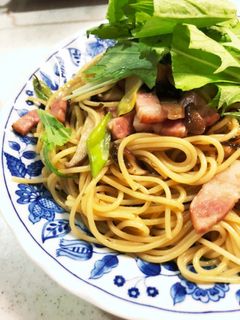 覚書 葱とベーコンと塩昆布の和風パスタ-レシピのメイン写真