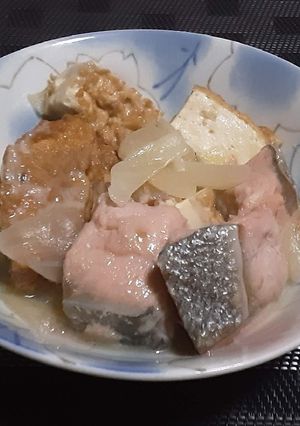 甘塩鮭と厚揚げの味噌仕立て-レシピのメイン写真