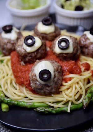 ハロウィン☆目玉のミートボールスパゲティ-レシピのメイン写真