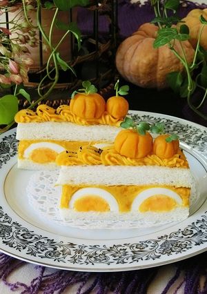 南瓜と卵のサンドイッチケーキ＊ハロウィン-レシピのメイン写真