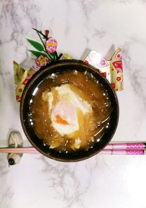 大根と落とし卵のお味噌汁-レシピのメイン写真