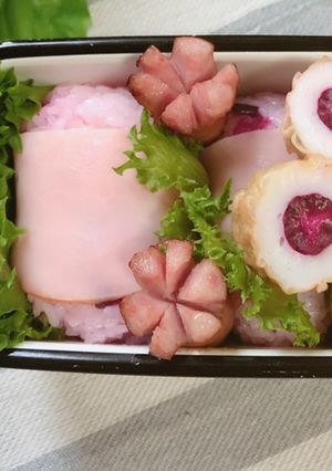 ピンク♡しば漬け入りハム巻きおにぎり♬-レシピのメイン写真