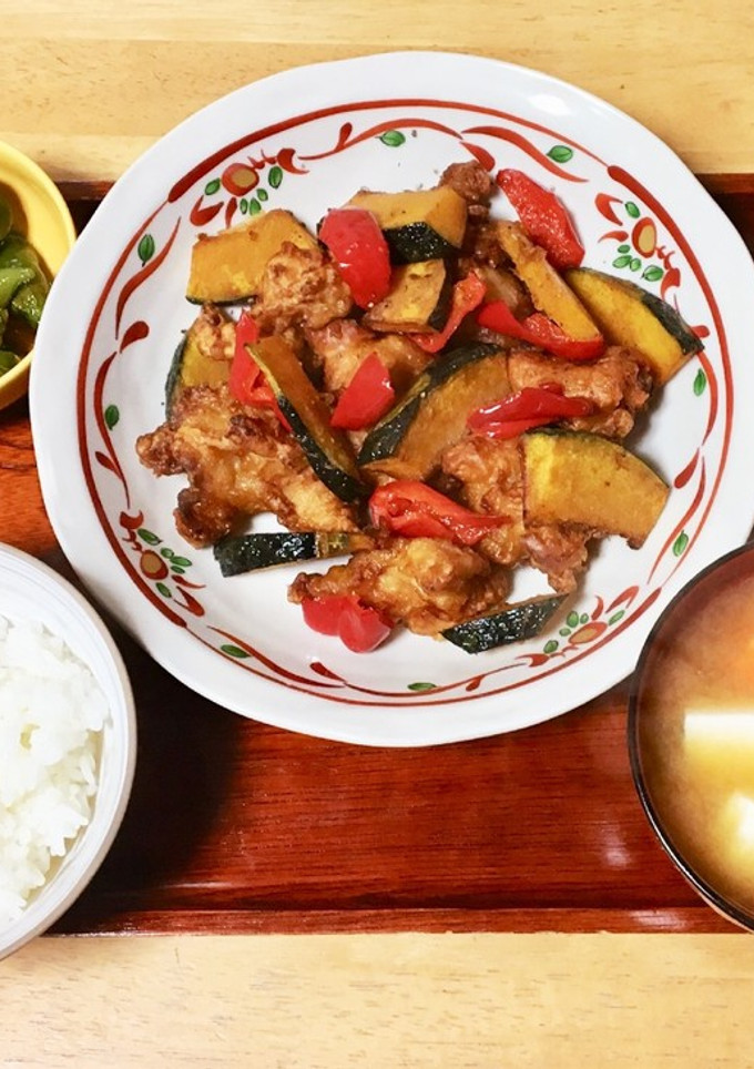 唐揚げと秋野菜の素揚げ-レシピのメイン写真