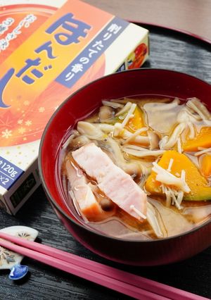 秋、南瓜＆きのこたっぷりの味噌汁-レシピのメイン写真