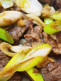 牛切り落とし肉とネギの炒め物-レシピのメイン写真