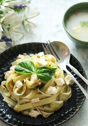 お豆腐チーズの簡単ジェノベーゼ風パスタ-レシピのメイン写真