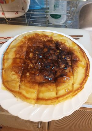 ガッツリ皿一枚!ドでかいホットケーキ!!-レシピのメイン写真