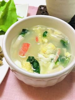 カニカマとほうれん草と卵の春雨スープ-レシピのメイン写真
