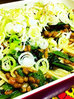 納豆たらことほうれん草のパスタ-レシピのメイン写真