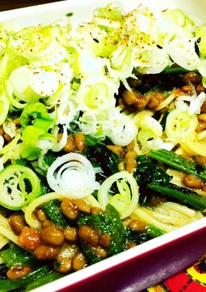 納豆たらことほうれん草のパスタ-レシピのメイン写真