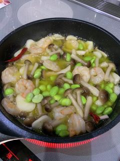 冷凍エビとしめじと枝豆のアヒージョ-レシピのメイン写真