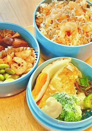 チーズ目玉焼きとキムチ飯 タロの弁当39-レシピのメイン写真
