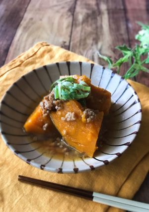 王道煮物♡かぼちゃのそぼろ煮-レシピのメイン写真