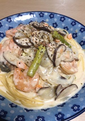 【簡単】秋鮭の味噌クリームパスタ-レシピのメイン写真