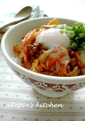 がっつり系♪納豆＆豚キムチどんぶり-レシピのメイン写真
